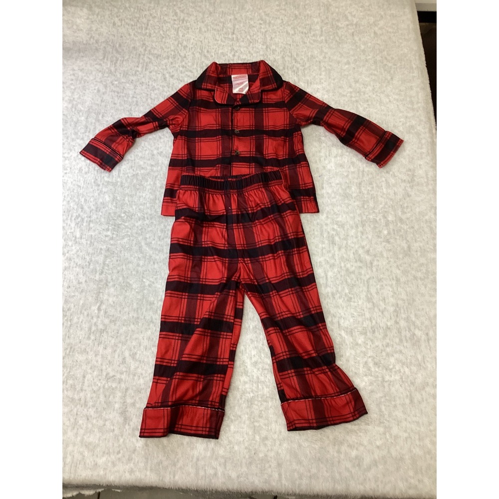 Wondershop Toddler 18M Red Black Plaid Pajama Set Button Down 2 Piece Sleepwear